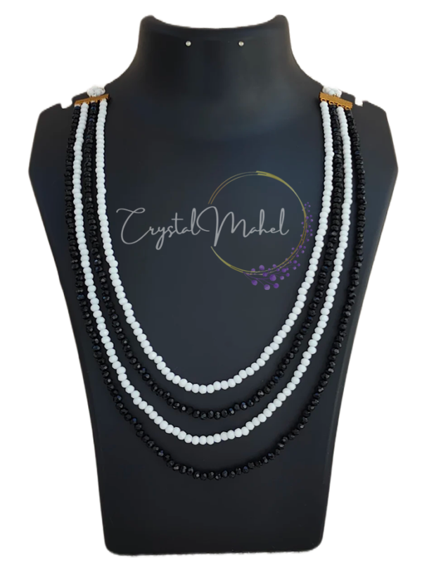 Elegant Black and White Crystal Beads Necklace - Versatile Style for Girls and Women