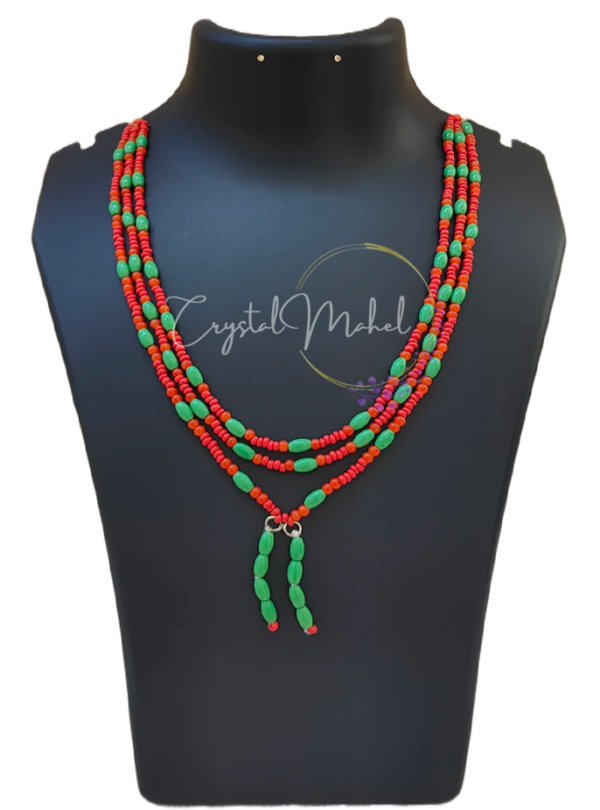 Vibrant Orange and Green Beads Necklace: Perfect for Casual Chic